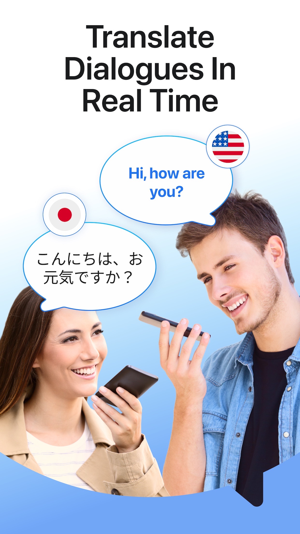Voice Translator translating a dialogue in real time