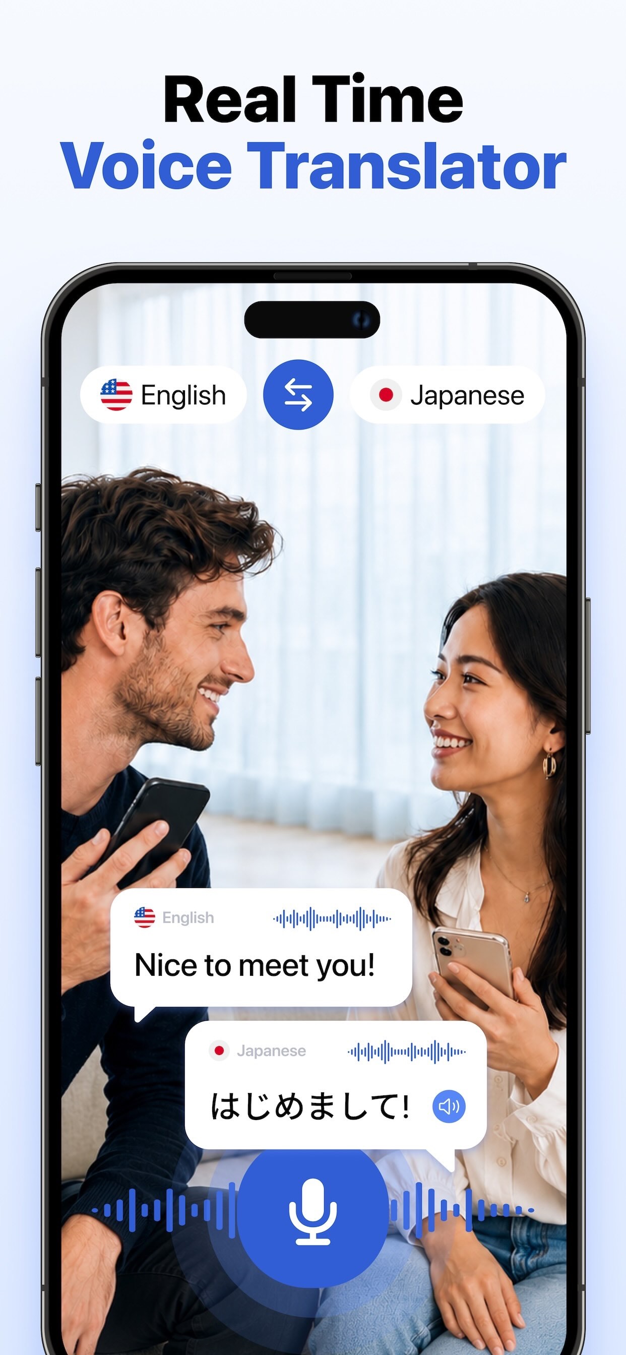 Translate AI translating an English and Japanese conversation